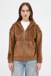 Kadın Ceket-Taba Kadın Fermuarlı Kapüşonlu Sweatshirt 3059A-rulem