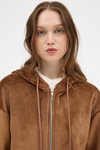 Kadın Ceket-Taba Peluş Fermuarlı Kapüşonlu Kadın Sweatshirt 3057A-rulem