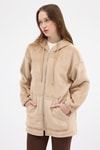Kadın Ceket-Vizon Peluş Fermuarlı Kapüşonlu Kadın Sweatshirt 3057A-rulem