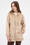 Kadın Ceket-Vizon Peluş Fermuarlı Kapüşonlu Kadın Sweatshirt 3057A-rulem