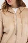 Kadın Ceket-Vizon Peluş Fermuarlı Kapüşonlu Kadın Sweatshirt 3057A-rulem