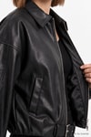 Kadın Dış Giyim-Kadın Ceket-Oversize Deri Ceket 3137 Siyah-rulem