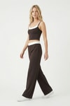 Kadın Eşofman-2530 Bel Lastikli Geniş Paça Eşofman Takım Kahve -rulem