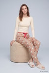 Kadın Ev Giyim-Kadın Pijama Alt-Çilekli Tavşan Desen Pijama 4553 Bisküvi-rulem