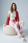 Kadın Ev Giyim-Kadın Pijama Alt-Kurdele Desen Pijama 4555 Pembe-rulem