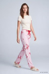 Kadın Ev Giyim-Kadın Pijama Alt-Kurdele Desen Pijama 4555 Pembe-rulem