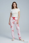 Kadın Ev Giyim-Kadın Pijama Alt-Kurdele Desen Pijama 4555 Pembe-rulem