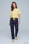 Kadın Ev Giyim-Kadın Pijama Alt-Limon Desen Pijama 4557 Sarı-rulem