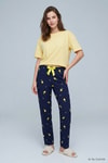 Kadın Ev Giyim-Kadın Pijama Alt-Limon Desen Pijama 4557 Sarı-rulem