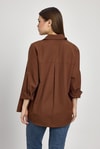 Kadın Gömlek-Acı Kahve Relaxed Fit Rahat Kesim Basic Gömlek - 6621A-rulem