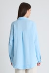 Kadın Gömlek-Bebe Mavi Oversize %100 Pamuk Müslin Gömlek 4786A-rulem