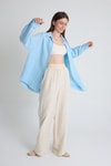 Kadın Gömlek-Bebe Mavi Oversize %100 Pamuk Müslin Gömlek 4786A-rulem