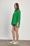 Kadın Gömlek-Benetton Yeşili Çift Cepli Oversize Uzun Basic Gömlek TCR 6256A-rulem