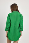 Kadın Gömlek-Benetton Yeşili Çift Cepli Oversize Uzun Basic Gömlek TCR 6256A-rulem