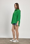 Kadın Gömlek-Benetton Yeşili Çift Cepli Oversize Uzun Basic Gömlek TCR 6256A-rulem