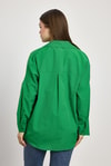 Kadın Gömlek-Benetton Yeşili Relaxed Fit Rahat Kesim Basic Gömlek - 6621A-rulem