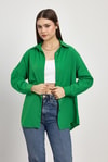 Kadın Gömlek-Benetton Yeşili Relaxed Fit Rahat Kesim Basic Gömlek - 6621A-rulem