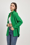 Kadın Gömlek-Benetton Yeşili Relaxed Fit Rahat Kesim Basic Gömlek - 6621A-rulem