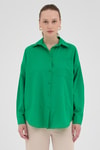 Kadın Gömlek-Benetton Yeşili Tek Cepli Oversize Gömlek 8158A-rulem