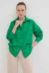 Kadın Gömlek-Benetton Yeşili Tek Cepli Oversize Gömlek 8158A-rulem