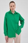 Kadın Gömlek-Benetton Yeşili Tek Cepli Oversize Gömlek 8158A-rulem