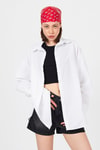 Kadın Gömlek-Beyaz Oversize Basic Uzun Gömlek 4664A-rulem