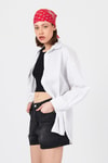 Kadın Gömlek-Beyaz Oversize Basic Uzun Gömlek 4664A-rulem