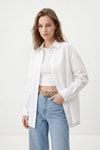 Kadın Gömlek-Beyaz Relaxed Fit Rahat Kesim Basic Gömlek - 6621A-rulem