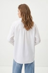 Kadın Gömlek-Beyaz Relaxed Fit Rahat Kesim Basic Gömlek - 6621A-rulem