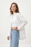 Kadın Gömlek-Beyaz Relaxed Fit Rahat Kesim Basic Gömlek - 6621A-rulem