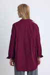 Kadın Gömlek-Bordo Çift Cepli Oversize Uzun Basic Gömlek TCR 6256A-rulem