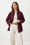 Kadın Gömlek-Bordo Relaxed Fit Rahat Kesim Basic Gömlek - 6621A-rulem