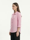 Kadın Gömlek-Fakir Kol Oversize Gömlek 4143 Pembe -rulem