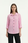 Kadın Gömlek-Fakir Kol Oversize Gömlek 4143 Pembe -rulem