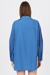 Kadın Gömlek-İndigo Oversize Basic Uzun Gömlek 4664A-rulem