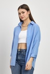 Kadın Gömlek-Mavi Relaxed Fit Rahat Kesim Basic Gömlek - 6621A-rulem