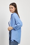 Kadın Gömlek-Mavi Relaxed Fit Rahat Kesim Basic Gömlek - 6621A-rulem