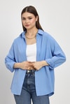 Kadın Gömlek-Mavi Relaxed Fit Rahat Kesim Basic Gömlek - 6621A-rulem