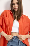Kadın Gömlek-Orange Çift Cepli Oversize Uzun Basic Gömlek TCR 6256A-rulem