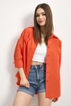 Kadın Gömlek-Orange Çift Cepli Oversize Uzun Basic Gömlek TCR 6256A-rulem