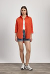 Kadın Gömlek-Orange Çift Cepli Oversize Uzun Basic Gömlek TCR 6256A-rulem