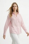 Kadın Gömlek-Pembe Cepli Çizgili Oversize Gömlek 5449-rulem