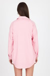 Kadın Gömlek-Pembe Çizgili Ayıcık Nakışlı Pamuklu Oversize Gömlek 4689A-rulem