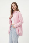Kadın Gömlek-Pembe Relaxed Fit Rahat Kesim Basic Gömlek - 6621A-rulem