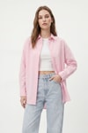 Kadın Gömlek-Pembe Relaxed Fit Rahat Kesim Basic Gömlek - 6621A-rulem