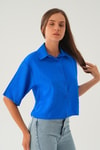 Kadın Gömlek-Saks Oversize Kısa Gömlek 4159A-rulem