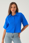 Kadın Gömlek-Saks Oversize Kısa Gömlek 4159A-rulem