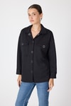 Kadın Gömlek-Siyah Oversize Cepli Kadın Gömlek Ceket 8130A-rulem