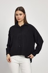 Kadın Gömlek-Siyah Oversize Klasik Gömlek 4316A-rulem
