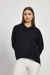 Kadın Gömlek-Siyah Oversize Klasik Gömlek 4316A-rulem